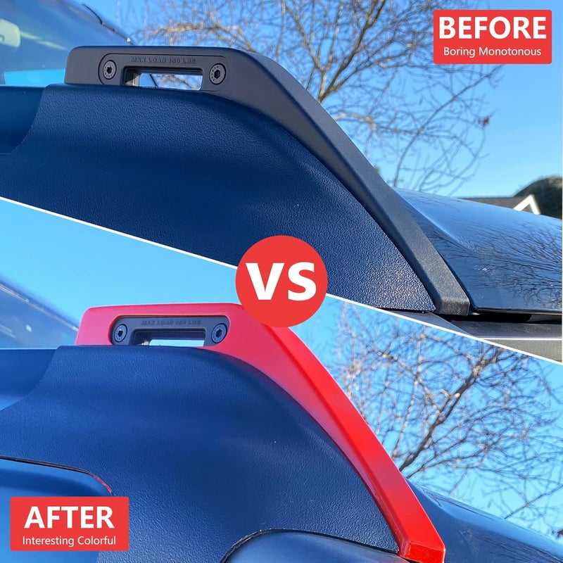 RERPRO Hood Trail Sights Cover Trim for Ford Bronco 2/4 Door 2021 2022 2023 2024 2025 Accessories Engine Hood Hinge Covers Hood Side Release Handle Decoration Stickers Accessory, 1 Pair Red - Image 2